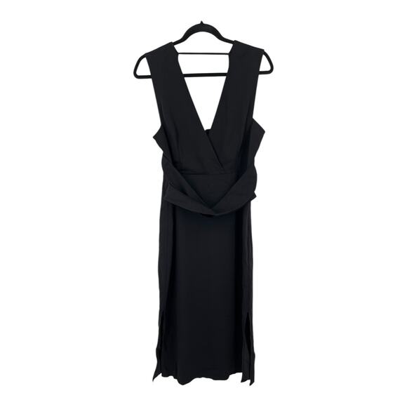 Reiss Dress Jayla sleeveless v neck midi black size 8 - Picture 1 of 9